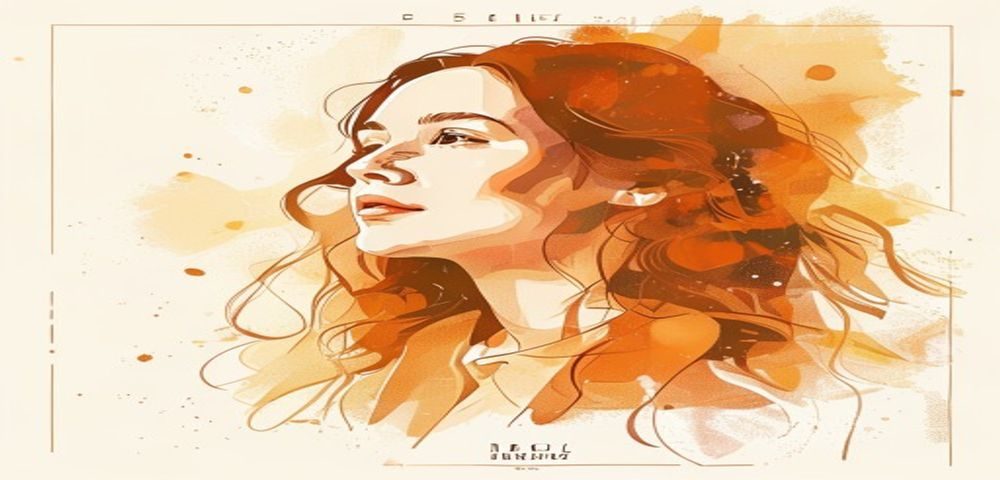 小泽玛利亚人物专题封面配图，暖橙棕色调插画风格，展现传奇人物在文化舞台上的符号形象，光线温暖柔和